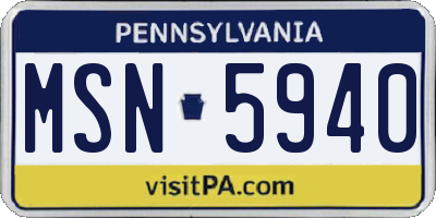 PA license plate MSN5940
