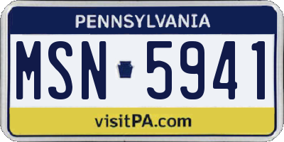 PA license plate MSN5941