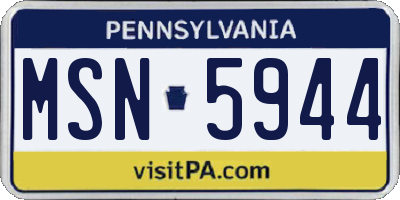 PA license plate MSN5944