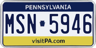 PA license plate MSN5946