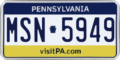 PA license plate MSN5949