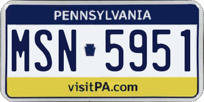 PA license plate MSN5951