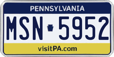 PA license plate MSN5952