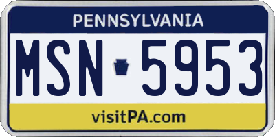PA license plate MSN5953