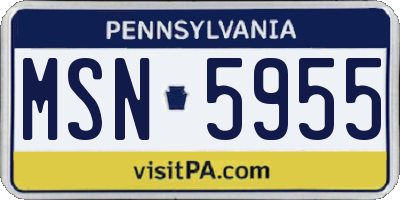 PA license plate MSN5955