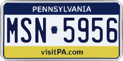 PA license plate MSN5956