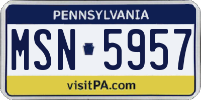 PA license plate MSN5957