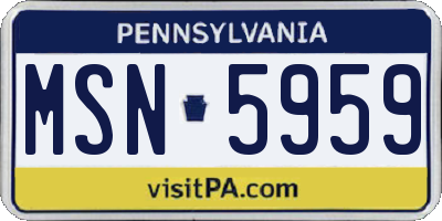 PA license plate MSN5959