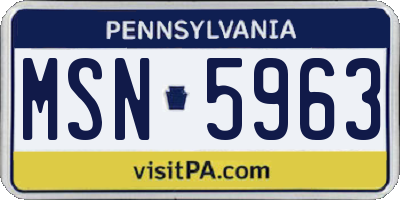 PA license plate MSN5963