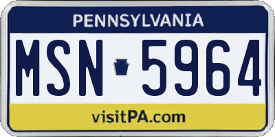 PA license plate MSN5964