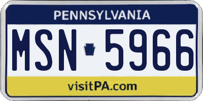 PA license plate MSN5966