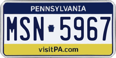 PA license plate MSN5967