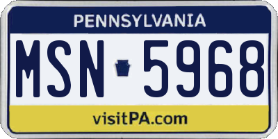 PA license plate MSN5968