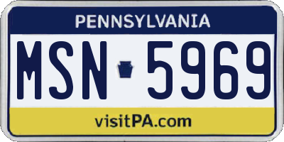 PA license plate MSN5969