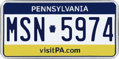 PA license plate MSN5974