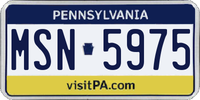 PA license plate MSN5975