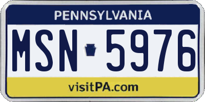 PA license plate MSN5976