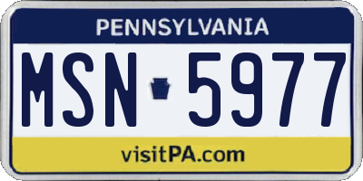 PA license plate MSN5977