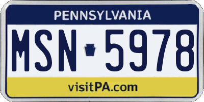 PA license plate MSN5978