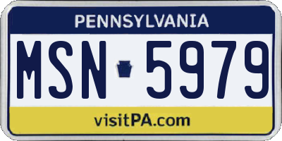 PA license plate MSN5979
