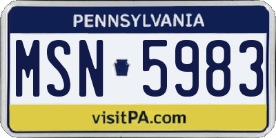 PA license plate MSN5983