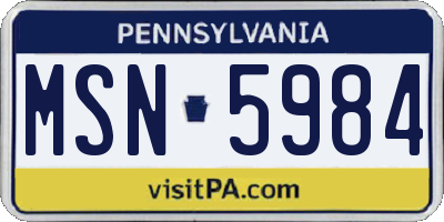 PA license plate MSN5984