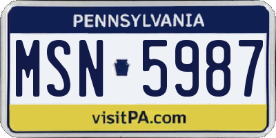 PA license plate MSN5987