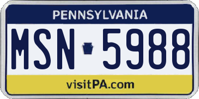 PA license plate MSN5988