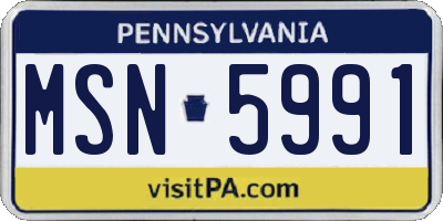 PA license plate MSN5991