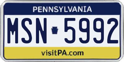 PA license plate MSN5992