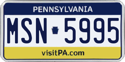 PA license plate MSN5995