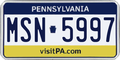 PA license plate MSN5997