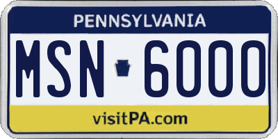 PA license plate MSN6000