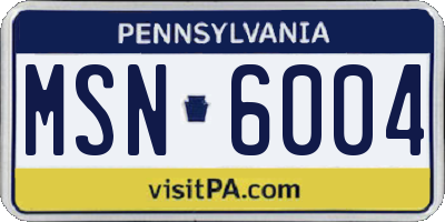 PA license plate MSN6004