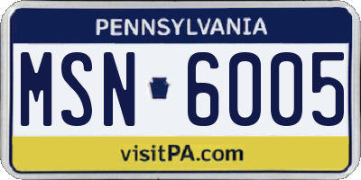 PA license plate MSN6005