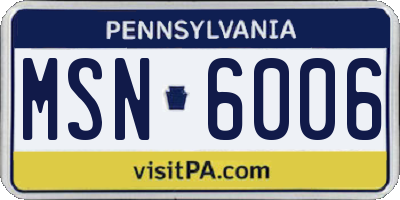 PA license plate MSN6006