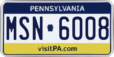 PA license plate MSN6008