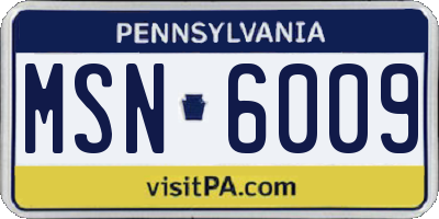 PA license plate MSN6009