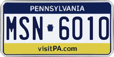 PA license plate MSN6010