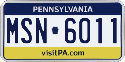 PA license plate MSN6011
