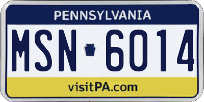 PA license plate MSN6014