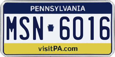 PA license plate MSN6016