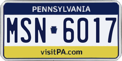 PA license plate MSN6017