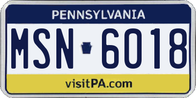 PA license plate MSN6018