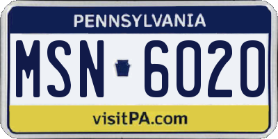 PA license plate MSN6020