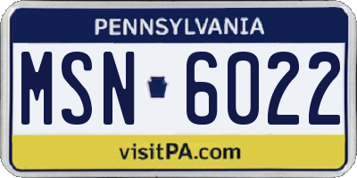PA license plate MSN6022
