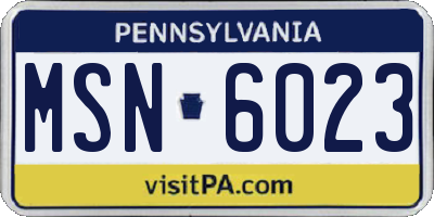 PA license plate MSN6023