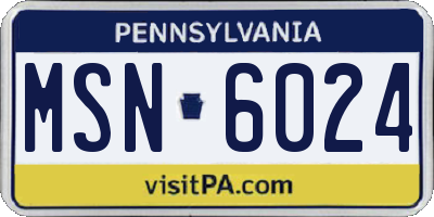 PA license plate MSN6024