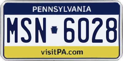 PA license plate MSN6028