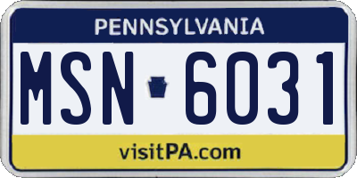 PA license plate MSN6031